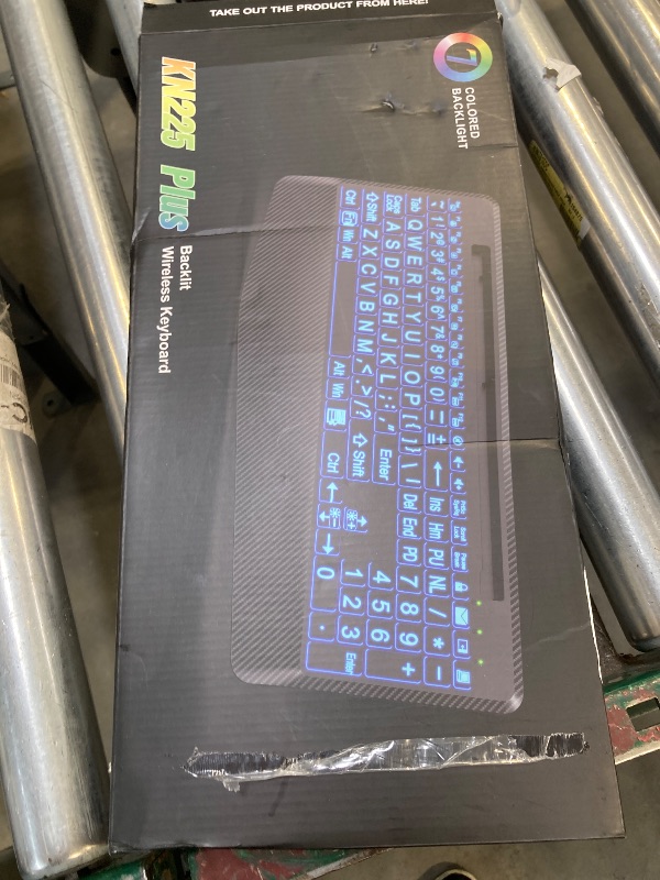 Photo 1 of Wireless Keyboard with 7 Colored Backlits, Wrist Rest, Phone Holder, Rechargeable Ergonomic Computer Keyboard with Silent Keys, Full Size Lighted Keyboard for Windows, Mac, PC, Laptop (Large Print)