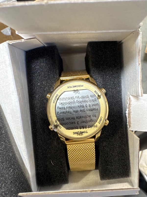 Photo 1 of TIMEURE Women's Step Counter Watch with Stainless Steel Bracelet, Stylish Design, No App, No Charging Needed for Step, Calorie, Distance, Alarm, Countdown Timer?TU-2401(Gold)