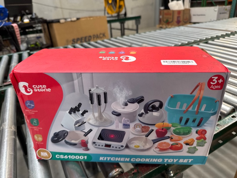 Photo 1 of CUTE STONE Pretend Play Kitchen Toy with Cookware Steam Pressure Pot and Electronic Induction Cooktop, Cooking Utensils, Toy Cutlery, Cut Play Food, Shopping Basket Learning Toy for Girls Boys