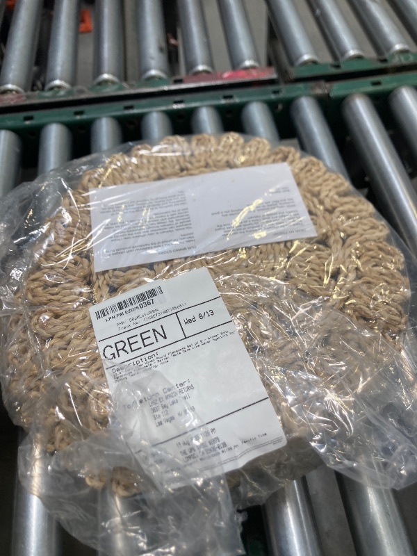 Photo 1 of 13.8" Corn Husk Woven Round Placemats Set of 8 - Wicker Boho Farmhouse Placemats - Rattan Table Mats Like Water Hyacinth for Dining Table, Wedding, Home