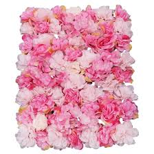 Photo 1 of Artificial Flower Wall Pink Romantic Flowers Wall for Background Decoration Silk Flower Roses Hanging Wall Panel Wedding Photography Venue Main Road Decor Silk Flower Panels 