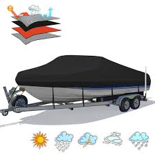 Photo 1 of Heavy Duty 1200D PU Waterproof Boat Cover, 20'- 22' Trailerable Marine Grade Polyester Canvas, Fits 20-22ft V-Hull, Runabout, Fishing Boat, Tri-Hull, Pro-Style Bass Boat with Tightening Strap