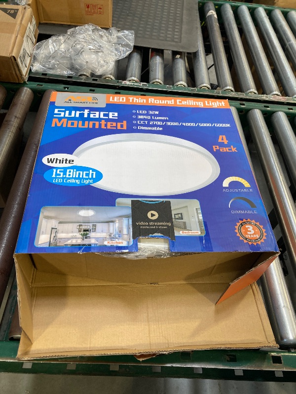 Photo 1 of Allsmartlife LED Flush Mount Ceiling Light 4 Pack, 15.8 inch Thin Round Flat Panel Light 32W 4320lm, 3000K/4000K/6500K Dimmable, White Light Fixtures Ceiling Mount for Kitchen, Bedroom