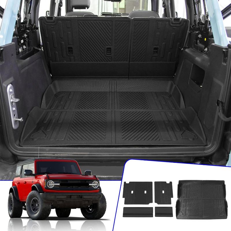 Photo 1 of Rongtaod Cargo Mat Compatible with 2021-2024 2025 Ford Bronco 4 Door Trunk Mat Cargo Mat Cargo Liner Back Seat Cover Protector 2023 Bronco Accessories