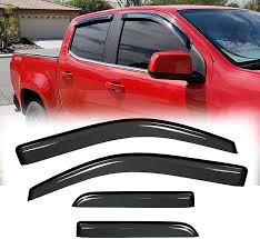 Photo 1 of Side Window Wind Deflector, 4pcs Out-Channel Tape-On Nice Rain Guards Set, Window Visor fit for 2015-2022 Chevrolet Colorado Crew cab & 2015-2022 GMC Canyon Crew cab 94995