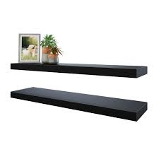 Photo 1 of BAMEOS Wall Mounted Floating Shelves, Wooden Shelves Black 35 Wx7 D, Set of 2