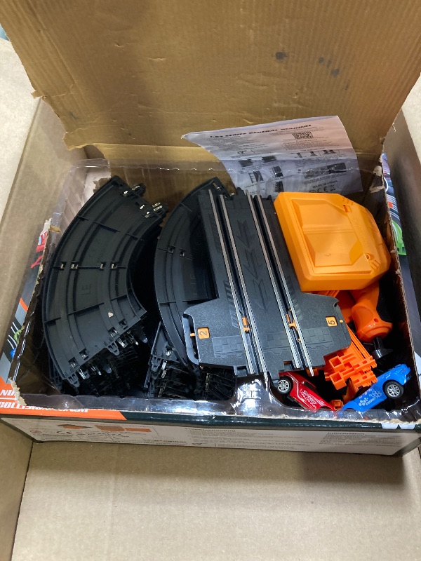 Photo 1 of  Electric Cars Race Track Set with 4 High-Speed Slot Cars Dual Racing Game Lap Counter Circular Overpass Track for 4-12 Years Old Kids