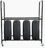 Photo 1 of Universal Tire Storage Rack for Garage, Rolling Tire Organizer Shelving Rack