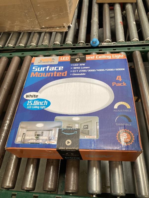 Photo 1 of Allsmartlife LED Flush Mount Ceiling Light 4 Pack, 15.8 inch Thin Round Flat Panel Light 32W 4320lm, 3000K/4000K/6500K Dimmable, White Light Fixtures Ceiling Mount for Kitchen, Bedroom
