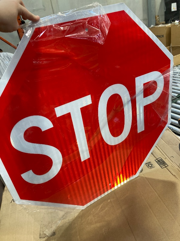 Photo 1 of Municipal Supply and Sign Co 30 x 30 Stop Sign - Street Road Sign with 3M High Intensity Prismatic Reflective Sheeting - Genuine, Long-Lasting