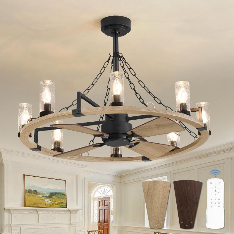 Photo 1 of 36 Inch Farmhouse Ceiling Fans with Lights Vintage Rustic Chandelier Modern Farmhouse
