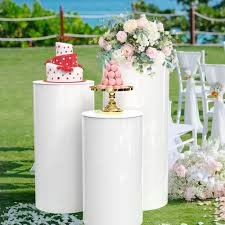 Photo 1 of 3Pcs Cylinder Pedestal Stand, Pedestal Display Stand, Round Cylinder Tables Dessert Display Stand, White Cylinder Stand for Wedding Baby Shower Birthday Event Decor