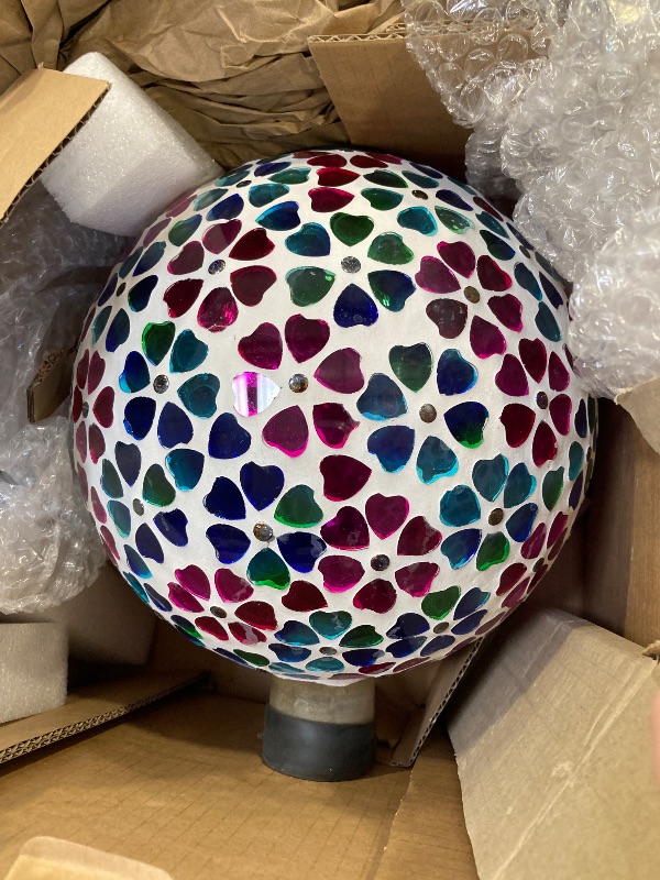 Photo 1 of VOREEN Mosaic Glass Gazing Ball Outdoor Gazing Globe, Reflective Ball Yard Decoration for Homes, Patio, Lawn and Gardens, Gift for Mom Wife Friend, 10-Inch