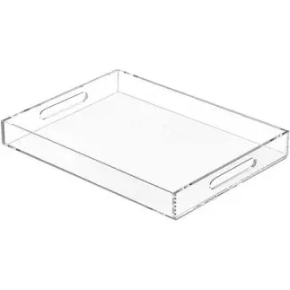 Photo 1 of Clear Sturdy Acrylic Serving Tray with Handles  SIZE 14X18" 