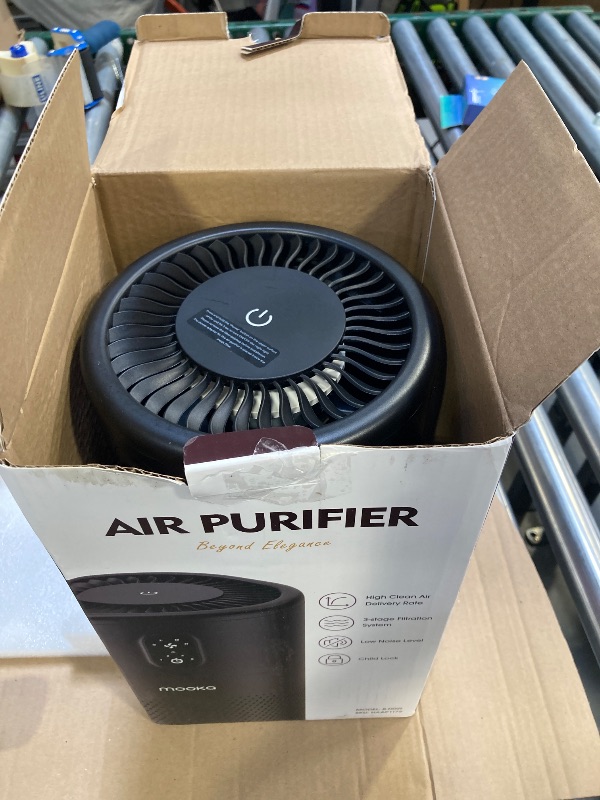 Photo 1 of MOOKA Air Purifiers for Home Large Room up to 1076 ft², H13 True HEPA Air Filter Cleaner, Odor Eliminator, Remove Smoke Dust Pollen Pet Dander, Night Light(Available for California)-Black