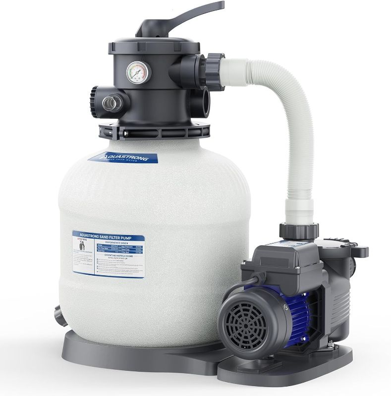 Photo 1 of AQUASTRONG 14in Sand Filter Pump for Above Ground Pool with Timer, 2/3 HP Pool Pumps Above Ground 3000 GPH for Pools up to 13000 GAL, Pool Filter with 6-Way Valve, Improved Circulation and Filtration
