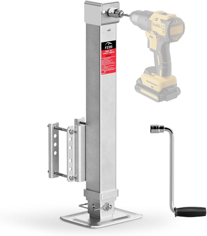 Photo 1 of 8000 lbs Heavy Duty Trailer Jack, 20-24V Cordless Drill Compatible?28.6" Lift, for Utility, Yacht, Boat Trailer Jack,Silver