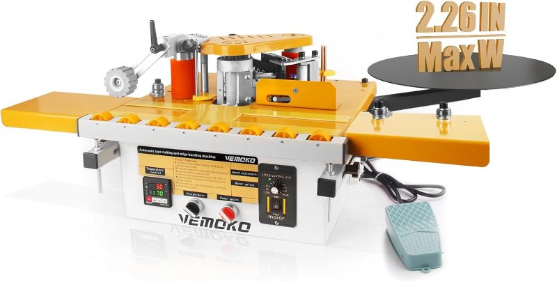 Photo 1 of Portable Woodworking Edge Banding Machine - Automatic Curve & Straight Edge Bander with Dual-Side Glue Application, Auto-Tape Cutting, Digital Temp Control, Adjustable Speed - 110V AC
