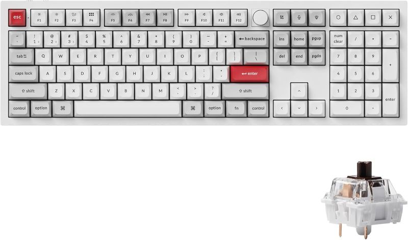 Photo 1 of Keychron Q6 Pro Full-Size Bluetooth Custom Mechanical Keyboard for Mac Windows Linux, Full Aluminum QMK/VIA Programmable Knob KSA Double-Shot PBT Keycap Hot-Swappable Keychron K Pro Brown Switch-White

