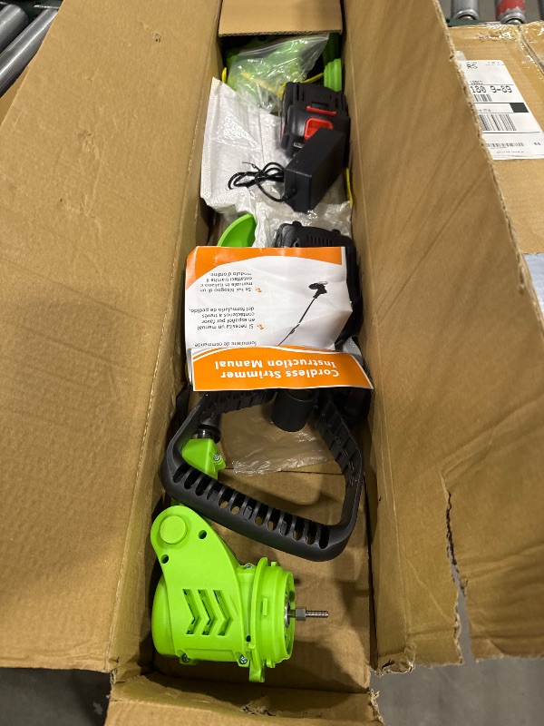 Photo 1 of 21V Cordless Weed Wacker Electric String Trimmer/Edger, 2.0Ah Battery and Charger Included, Brush Cutter Lawn Mower with 3 Types of Blades, for Lawn, Yard and Bush Trimming
