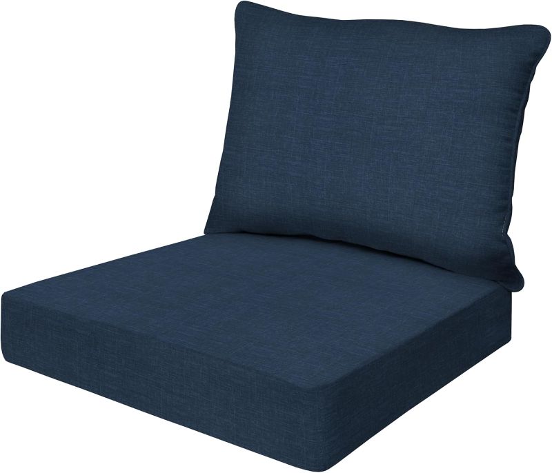 Photo 1 of Honeycomb Outdoor Essentials Deep Seat, 24 x 24, Hampton Texture Navy Chair Cushion for Patio Furniture