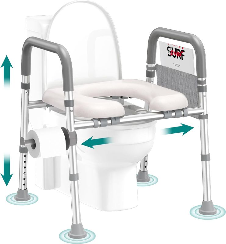 Photo 1 of Toilet Seat Risers for Seniors, Raised Toilet Seat with Handles, Adjustable Height & Width, Cozy Padded 400lb Elevated Toilet Seat, Fit Any Toilet
