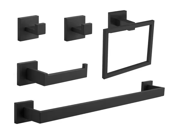 Photo 1 of 5-Piece Bath Hardware Set with Towel Bar
