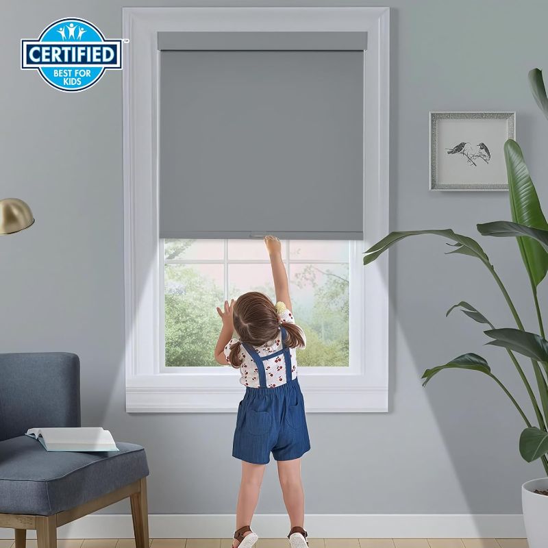 Photo 1 of Persilux Blackout Roller Blinds for Indoor Windows, Cordless Roller Shades with Valance, Thermal Insulated Fabric Window Shades & Blinds, UV Protection Shades for Home and Bedroom (Grey,30.5" Wx72 H)
