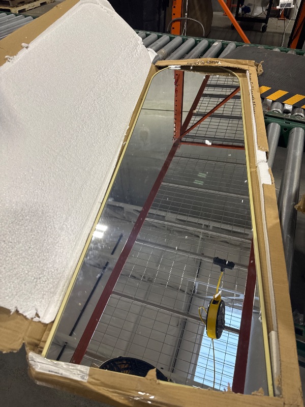 Photo 1 of Door Mirror, Arched Full Length Mirrors Over The Door, 14"x 48" Hanging or Wall Mirror, Full Body Mirrors, Gold
