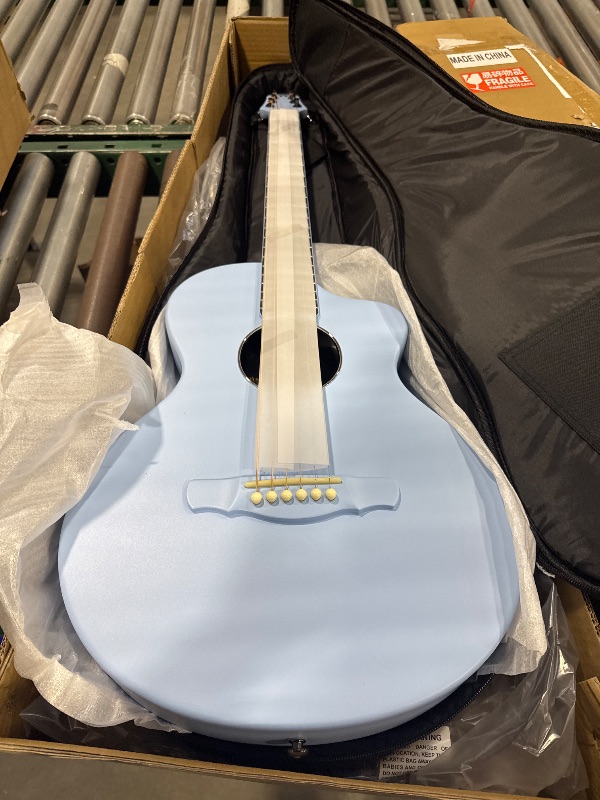 Photo 1 of Natasha Carbon Fiber Acoustic Guitar, 38-inch Steel-string Guitarra,Durable Thin 6-string Guitar for Beginners (Blue)
