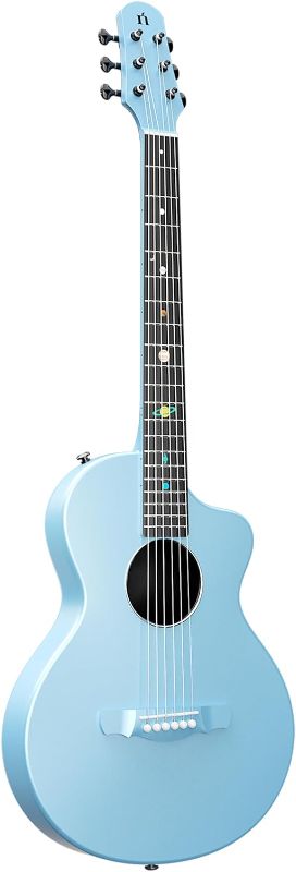 Photo 1 of Natasha Carbon Fiber Acoustic Guitar, 38-inch Steel-string Guitarra,Durable Thin 6-string Guitar for Beginners (Blue)