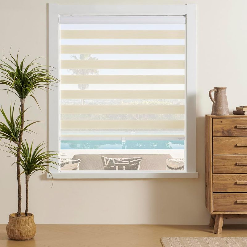 Photo 1 of Cordless Zebra Blinds Window Blind Zebra Shade Blinds for Windows Roller Sheer Shades Privacy Light Filtering Shades for Home Kitchen Bathroom (Width 33'' X Height 72'' Cream)
