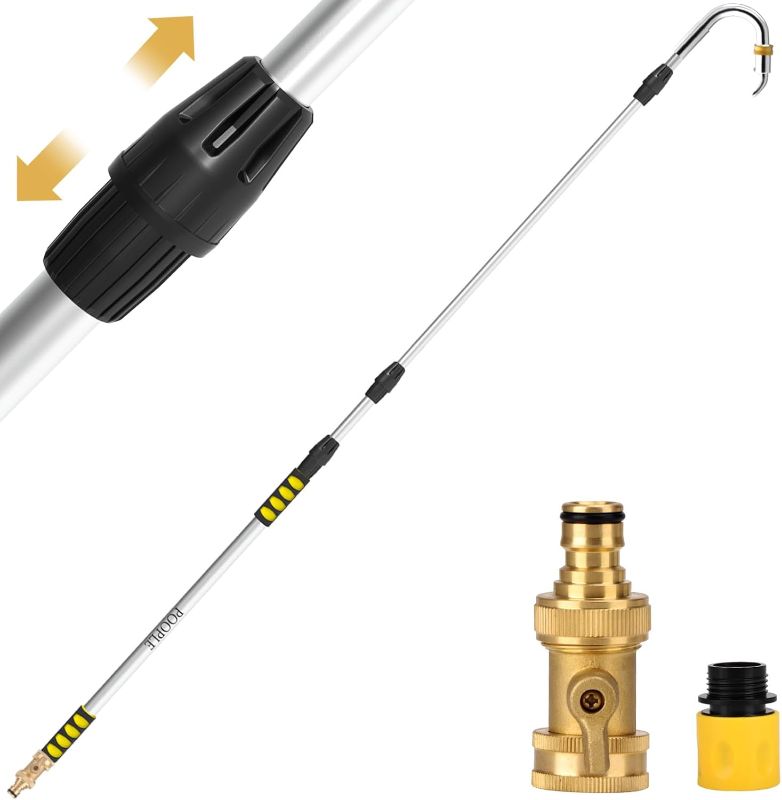 Photo 1 of Gutter Cleaning Tools from Ground, 16FT Telescoping Pole - Heavy-Duty Zinc Alloy Head, 360° Spray Nozzle & Leak-Proof Kit, No Ladder Needed for Roof Gutters
