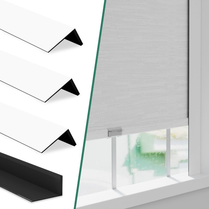 Photo 1 of Light Blocking Strips for Window Shades and Blinds, 100% Blackout PVC Side Tracks Light Blocker for Blinds, Window Light Blocker for Bedroom(White, 58", 4PCS)
