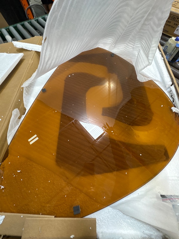 Photo 1 of Glass Coffee Table for Living Room, Mid Century Modern Coffee Table, Abstract Oval Coffee Table, Mesa de Centro para Sala, Rustic Unique Coffee Table with Wood Legs
