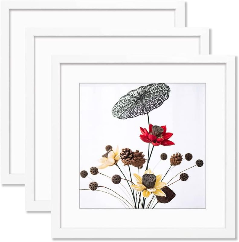 Photo 1 of THREELOVE 20x20 Frame White, Display Picture 16x16 with mat or 20x20 Without mat, Photo Poster Picture Frame Wall Mounting Home Decor, 3 PCS
