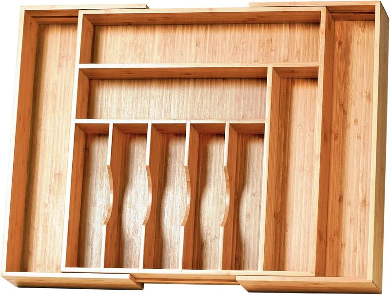 Photo 1 of Umilife Extra Large Bamboo Wood Drawer Organizer Drawer Divider 