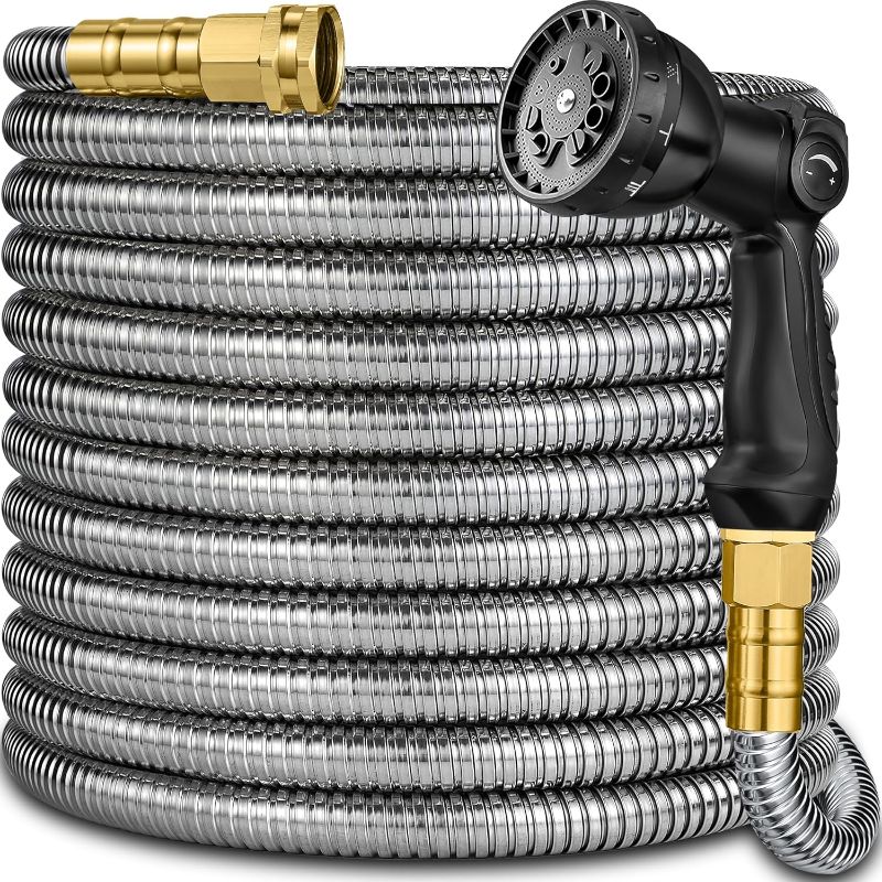 Photo 1 of Metal Garden Hose 200 FT - Stainless Steel Garden Hose Leak-Proof with Layer Latex Core - 2025 Version/New Patented,Lightweight,Durable, Less-Kink Flexible Metal Water Hoses
