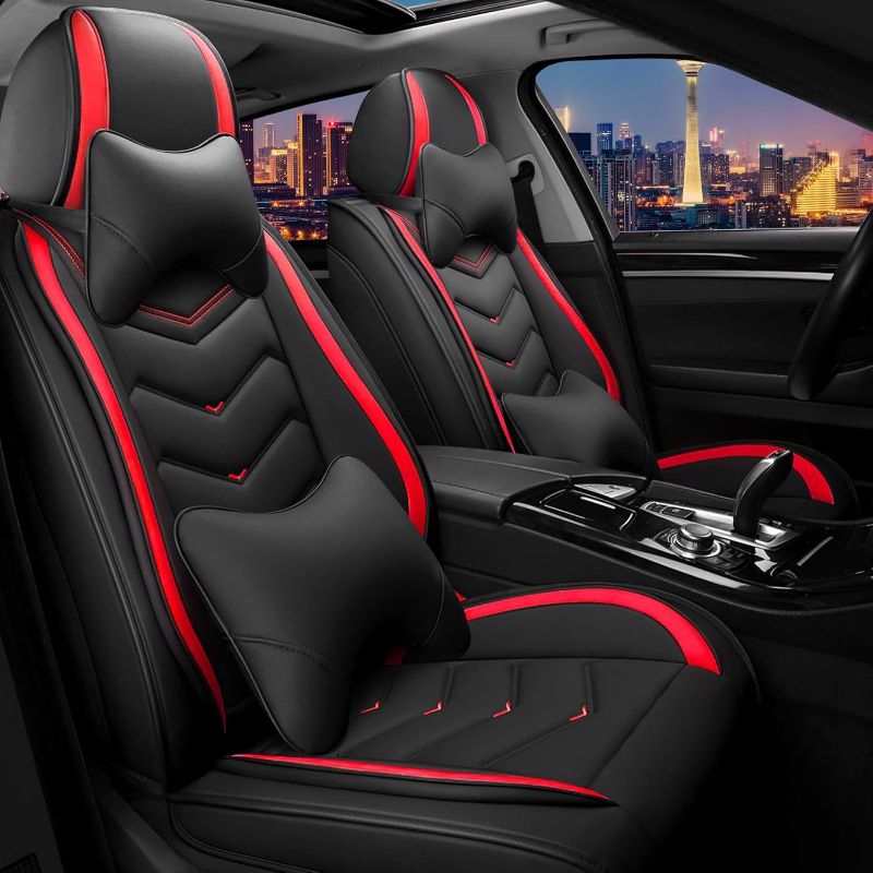 Photo 1 of Car Seat Covers for Honda Civic 2000-2025, Stylish Sport Seat Cover, Premium Nappa Leather Car Seat Cover. Automobile Seat Covers Sets.(Luxury 2 Seats/Black Red)
