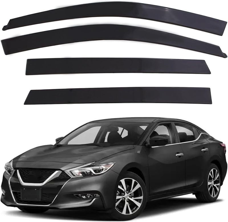 Photo 1 of 4 Pieces Tape-on Extra Durable Rain Guards Fit for 2016-2023 Nissan Maxima,Window Deflectors,Window Visors (Smoke Black)