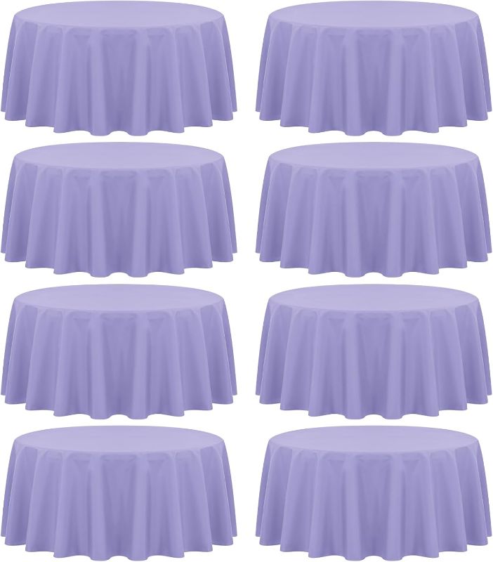 Photo 1 of fani 8 Pack Polyester Round Tablecloth 120 Inch Lavender Circular Table Cloth, Stain and Wrinkle Resistant Washable Round Table Cover for Wedding Party Kitchen Dining Table Buffet Parties Camping
