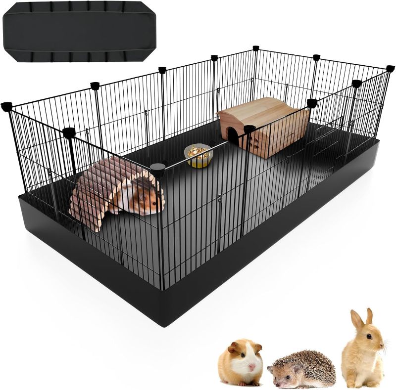 Photo 1 of 12 Panels Small Animal Playpen with Waterproof Mat - Durable Metal Wire Yard Fence for Guinea Pigs, Kittens, Puppies, Hamsters, and Hedgehogs - Indoor & Outdoor Pet Cage
