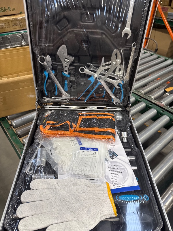 Photo 1 of Arcwares 799pcs Aluminum Trolley Case Tool Set Silver, House Repair Kit Set, Household Hand Tool Set, with Tool Belt
