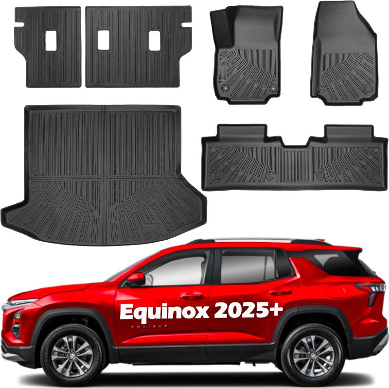 Photo 1 of Floor Mats for 2025 Chevy Equinox Cargo Liners Carpet Anti Slip Chevrolet Rear Trunk Cover Matt All Weather Liners Rubber Protector Odorless Accessories Set 6 Pieces
