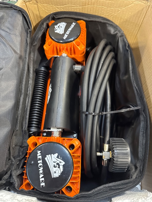 Photo 1 of METOWARE Offroad Air Compressor, 12 V Portable Air Pump with 10.6 CFM, Dual Cylinder Tire Inflator for Car Heavy Duty, Max 150PSI for 4 × 4 SUV Vehicle RV ATV Truck