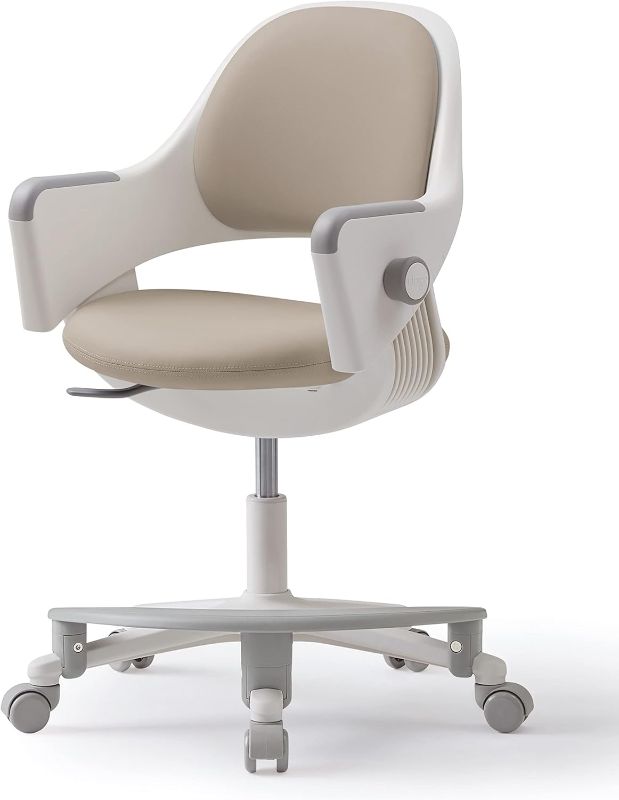 Photo 1 of SIDIZ Ringo Kids Desk Chair : Ergonomic Kids Chair with Footrest, 4-Step Growing Function, Adjustable Seat Height, Sit-Locking Casters, Swivel Type (Soy Milk Beige)
