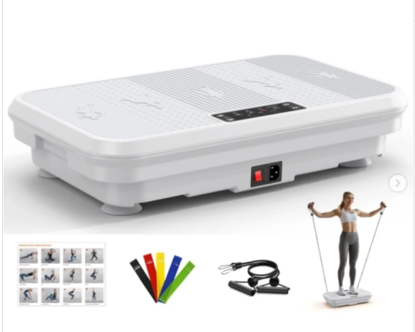Photo 1 of 3D Vibration Plate Exercise Machine for Lymphatic Drainage, Whole Body Vibration Plate for Weight Loss, 330lbs Capacity Vibrating Platform Board Home Gym Quiet, 5 Yoga Belts & 2 Resistance Bands Pink