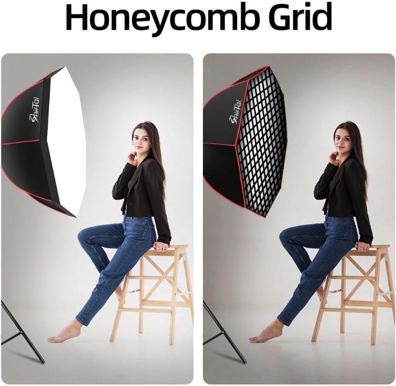 Photo 1 of Softbox Photography Lighting Kit, Octange Softbox Lighting Kit with Honeycomb Grid Dimmable LED Prismatic Lamp and Remote Control, Lighting for Video Recording
