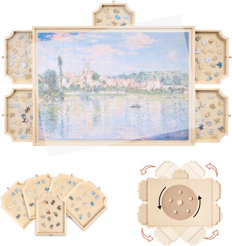 Photo 1 of VEVOR 1000 Piece Rotating Puzzle Board with 5 Drawers and Cover, 