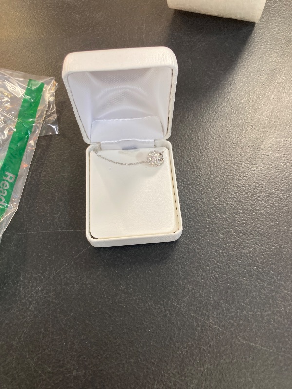 Photo 1 of Amazon Essentials White 10K Gold Crystals Slide Ball Pendant Necklace with Gold Filled Chain, 18", (previously Amazon Collection)